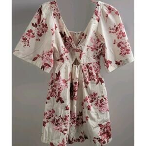 NWT Abercrombie And Fitch Sz XS Floral Cutout Poplin Mini Dress Pockets Preppy